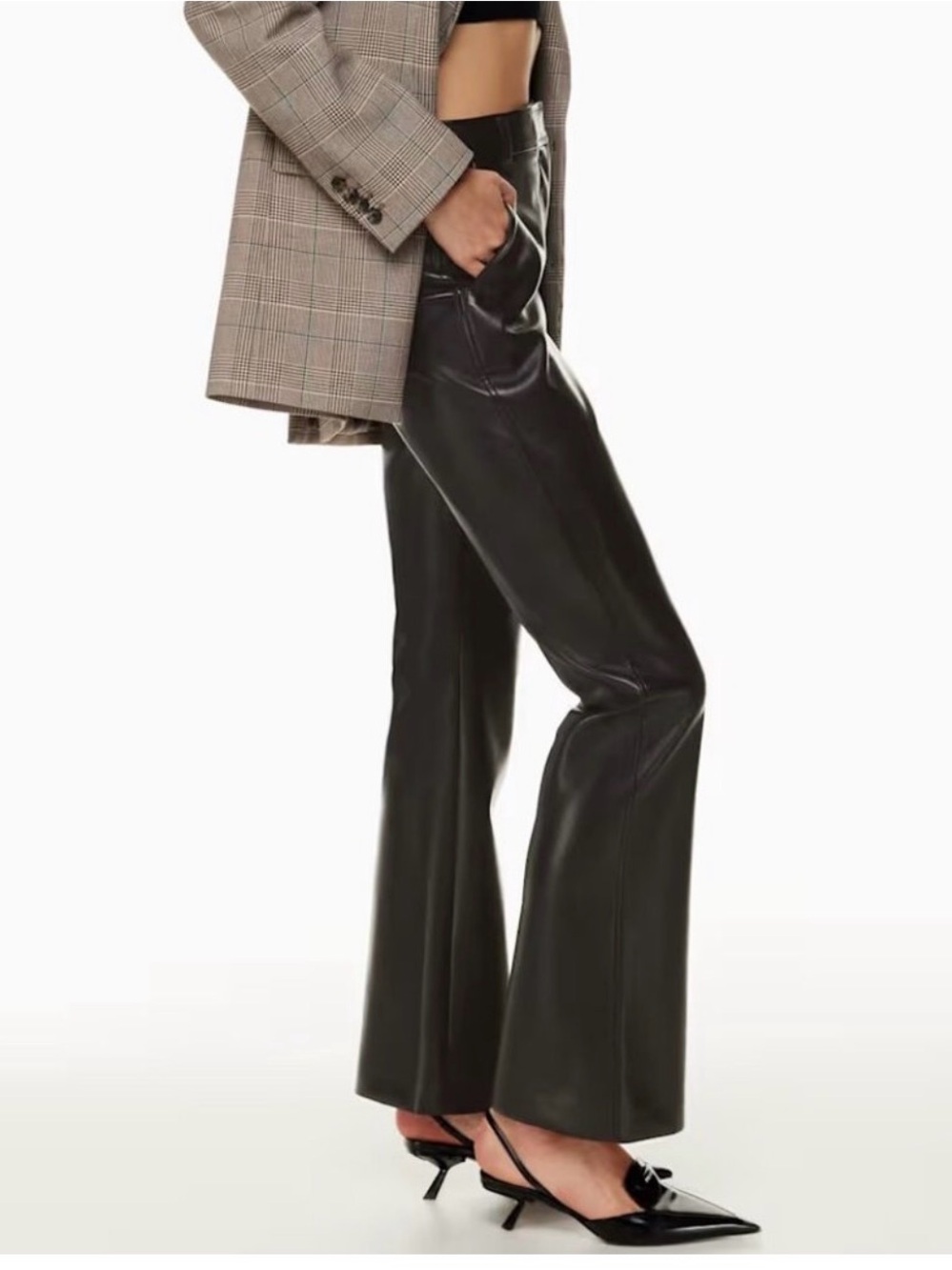 Aritzia Faux Leather Program Pant - Black